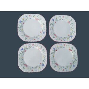 4 Johnson Bros Summer Chintz Square Salad Plates 7 1/2" England
